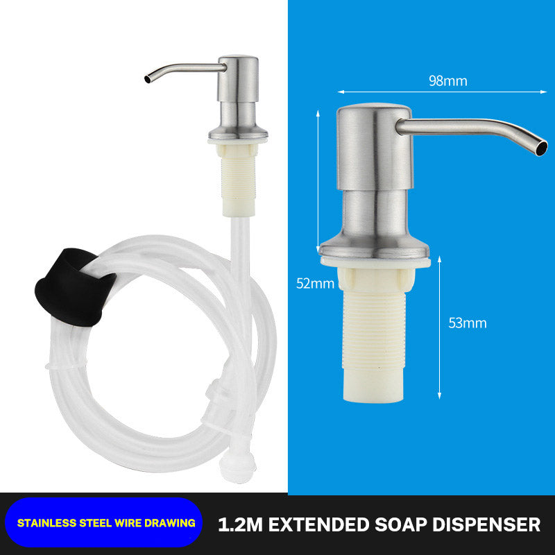 Kitchen Sink Liquid Soap Dispenser Pump Stainless Steel  Liquid Soap Bottle Sink Mount Hand Pressure Soap Dispenser Bottle