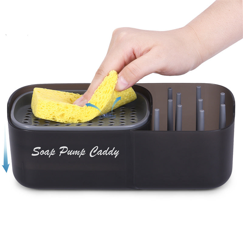 Dishwashing Liquid Press Dispenser Sponge Soap Liquid Box Rack