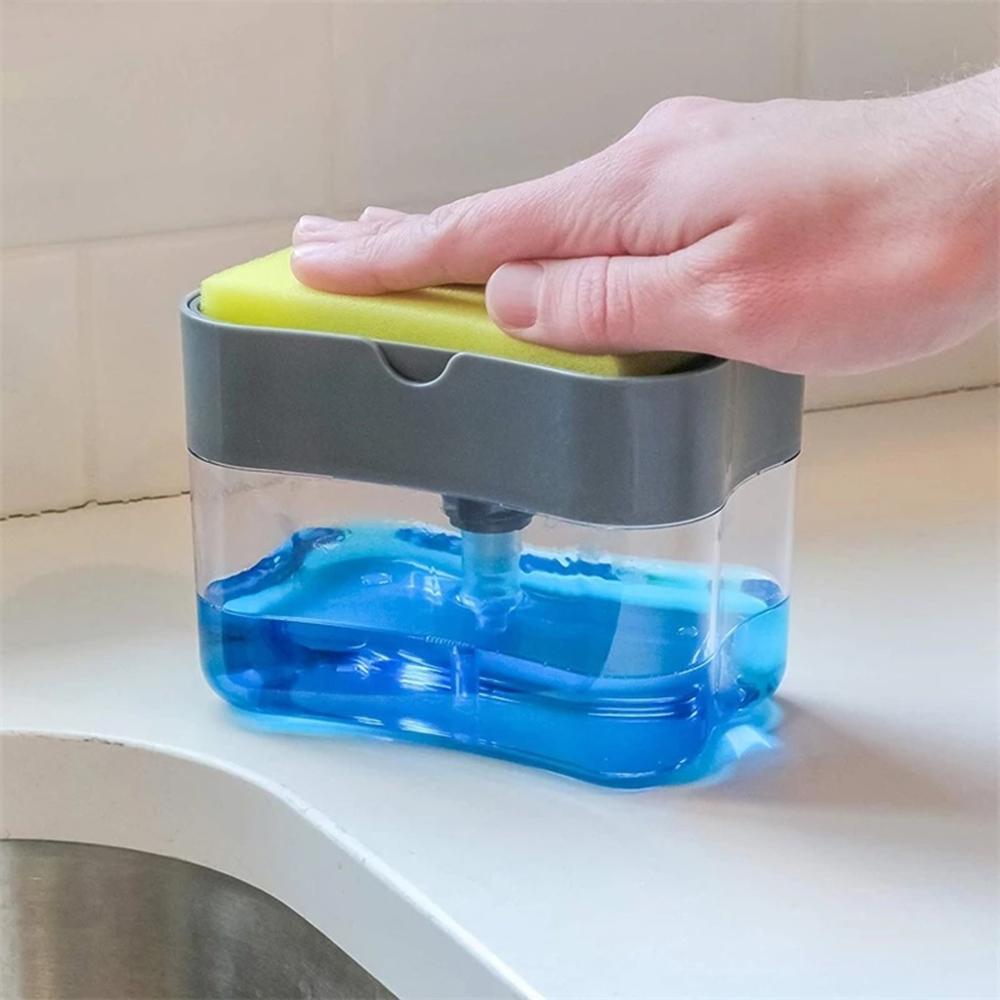 2-in-1 Sponge Box Soap Dispenser Double Layer Kitchen Plastic Soap Dispenser Sponge Scrubber Holder Multifunctional soap Box