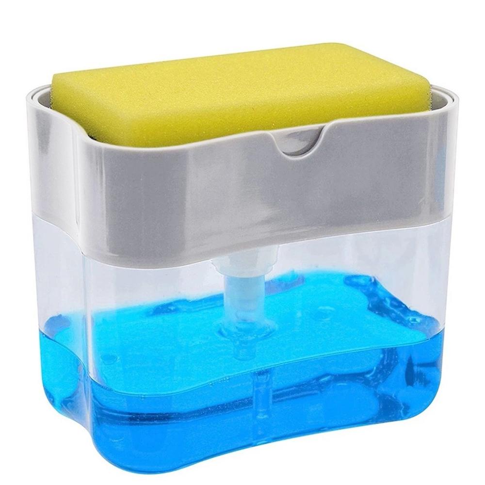 2-in-1 Sponge Box Soap Dispenser Double Layer Kitchen Plastic Soap Dispenser Sponge Scrubber Holder Multifunctional soap Box