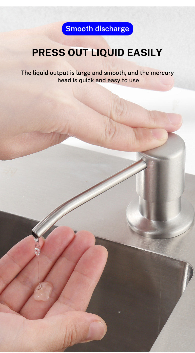 Kitchen Sink Liquid Soap Dispenser Pump Stainless Steel  Liquid Soap Bottle Sink Mount Hand Pressure Soap Dispenser Bottle